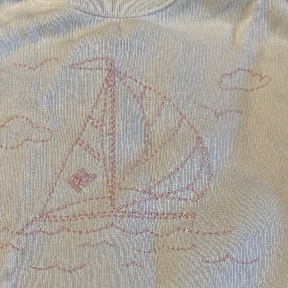 Ralph Lauren White Sailboat Print Kids One Piece - Picture 2 of 6